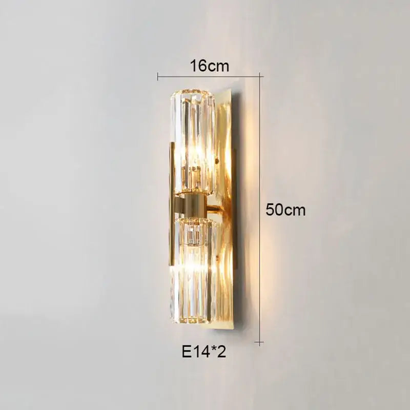 Luxury crystal gold wall lamp for living room and bedroom lighting