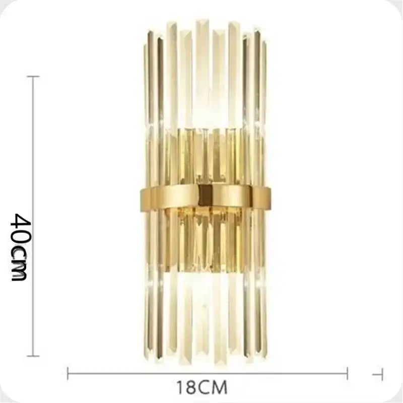 Luxury crystal golden wall lamp bedroom sconce with vertical rods