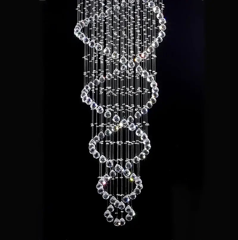 Luxury crystal staircase chandelier bedroom cascading led lighting