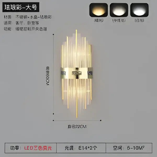 Luxury gold and blue crystal led wall lamp for dining room