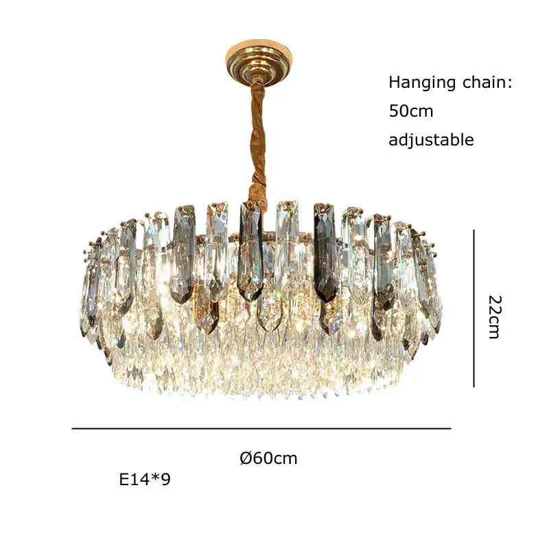 Luxury gold and bronze crystal modern pendant light for dining room