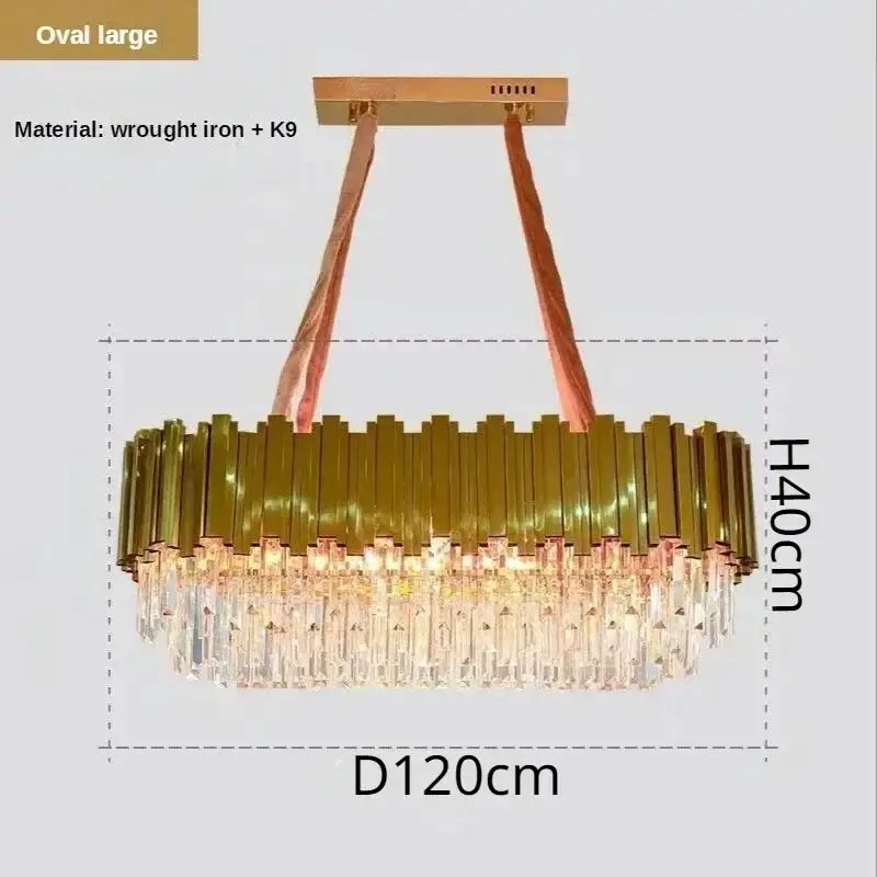 Luxury gold crystal art led ceiling chandelier living room lamp