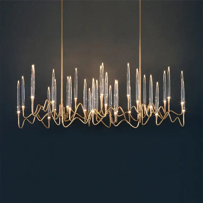Luxury gold crystal led chandelier villa living room tree design