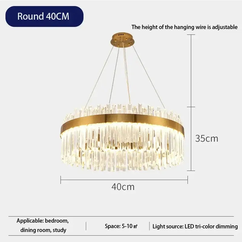Luxury gold crystal pendant chandelier – living room lighting