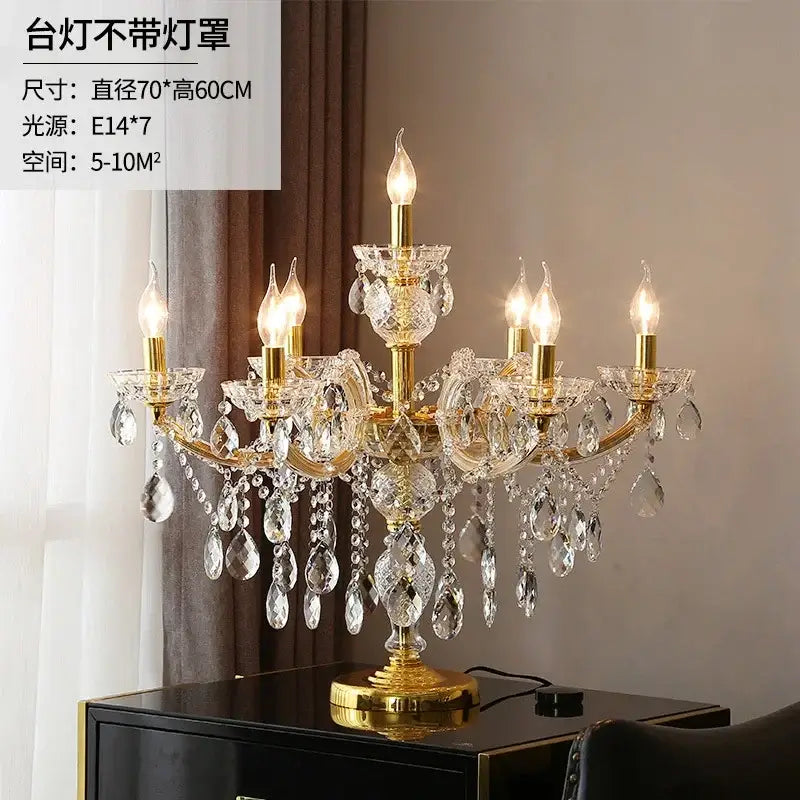 Luxury gold crystal table light bedroom chandelier lamp