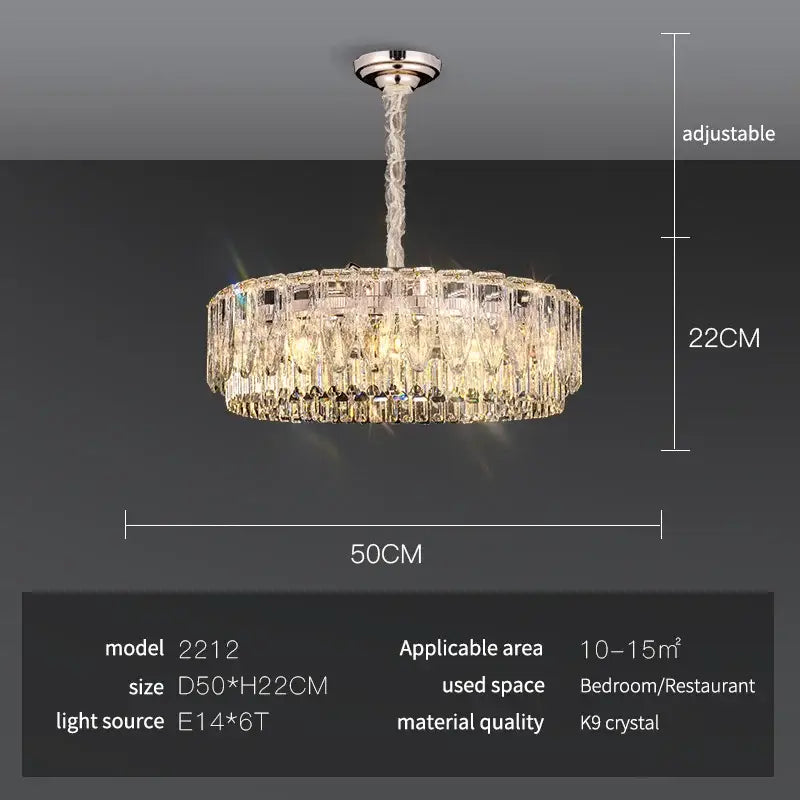 Luxury gold crystal ring chandelier for dining room