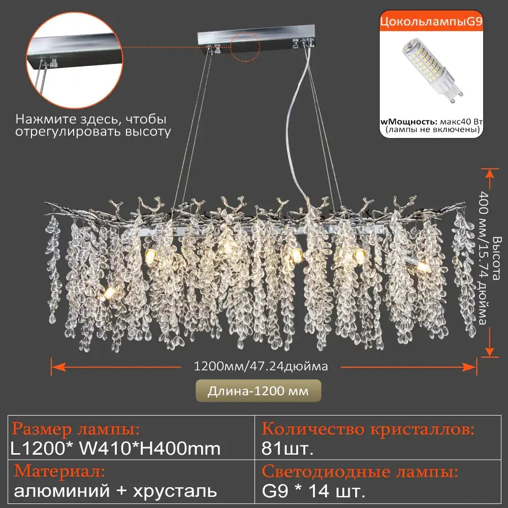 Luxury gold grape crystal chandelier dining room light