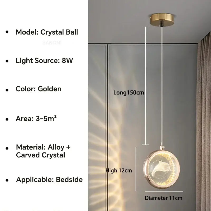 Luxury gold deer crystal ball chandelier bedroom pendant light