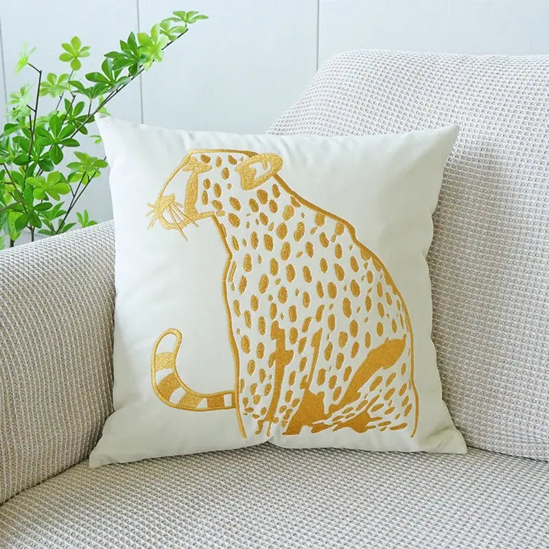 Luxury gold leopard velvet pillow case living room cushion cover
