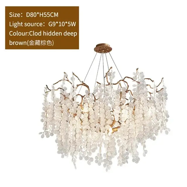 Luxury golden grapes crystal chandelier living room pendant light