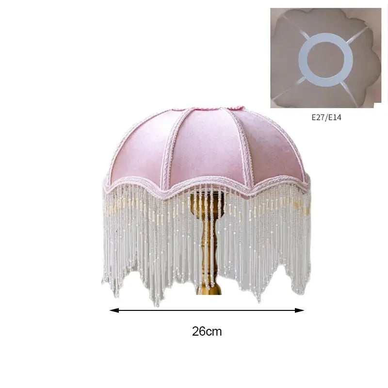 Luxury green velvet tasseling lampshade bedroom crystal fringe