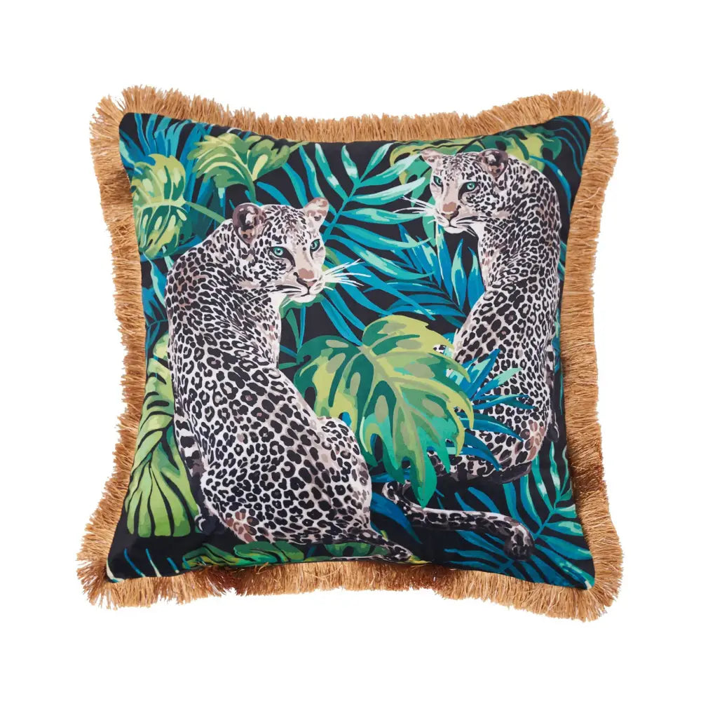 Luxury jungle animal collection cushion cover living room gold fringe