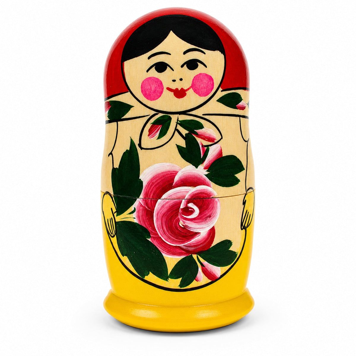 Set of 5 Semenov Style Red Scarf Matryoshka Wooden Nesting Dolls