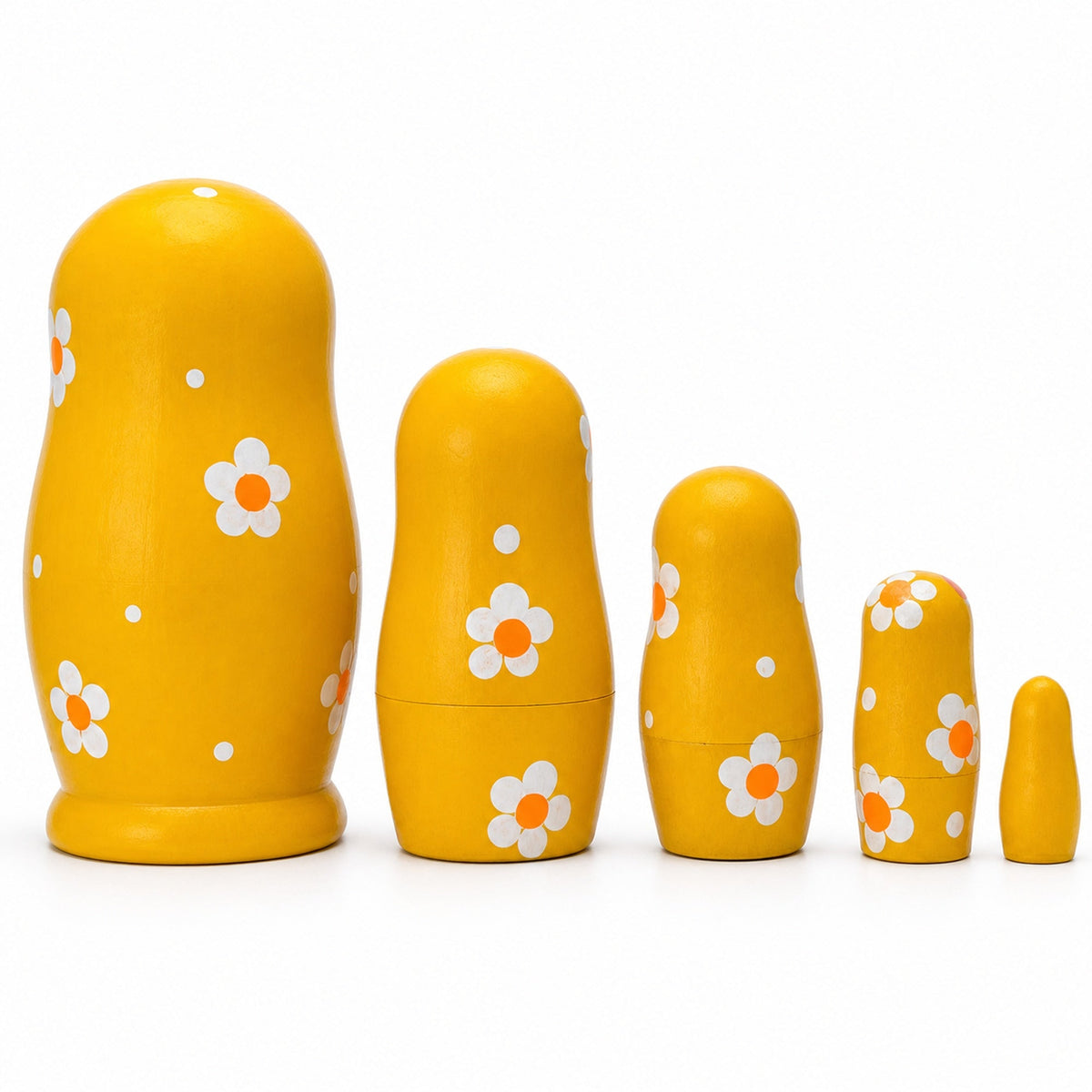 5 Rooster and Daisies Floral Wooden Nesting Dolls 4.5 Inches
