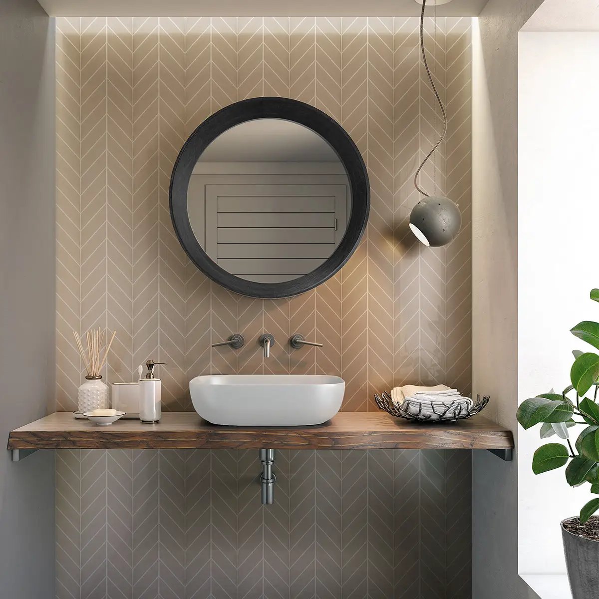Acorn Glossy Chevron Ceramic Tiles 2x6