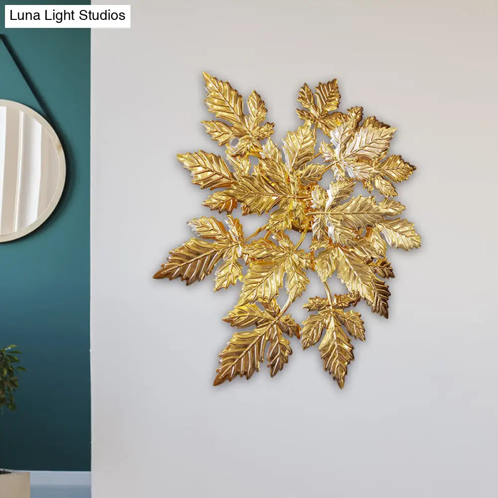 DecorBites™ Maple Leaf Wall Mount Metal 6-Light Gold LED Sconce - Contemporary Design