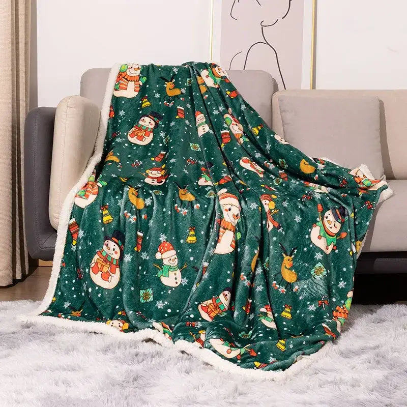 Maroon christmas decorbites cozy flannel blanket for living room sofa