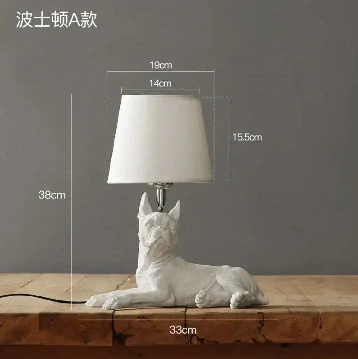 Matte black & off-white puppy dogs table lamps for bedroom decor