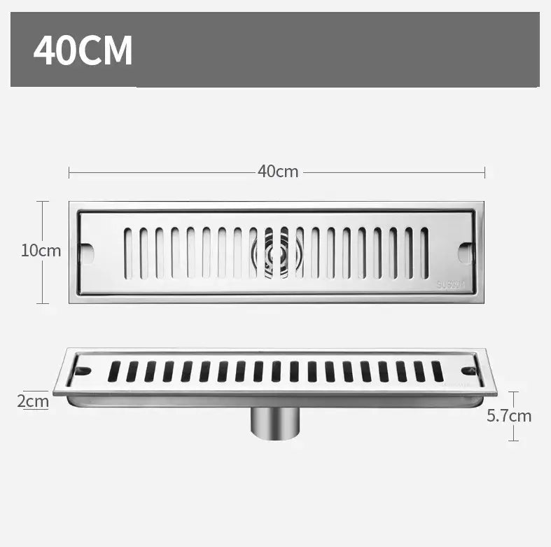 Matte black stainless steel rectangular floor drain for shower room
