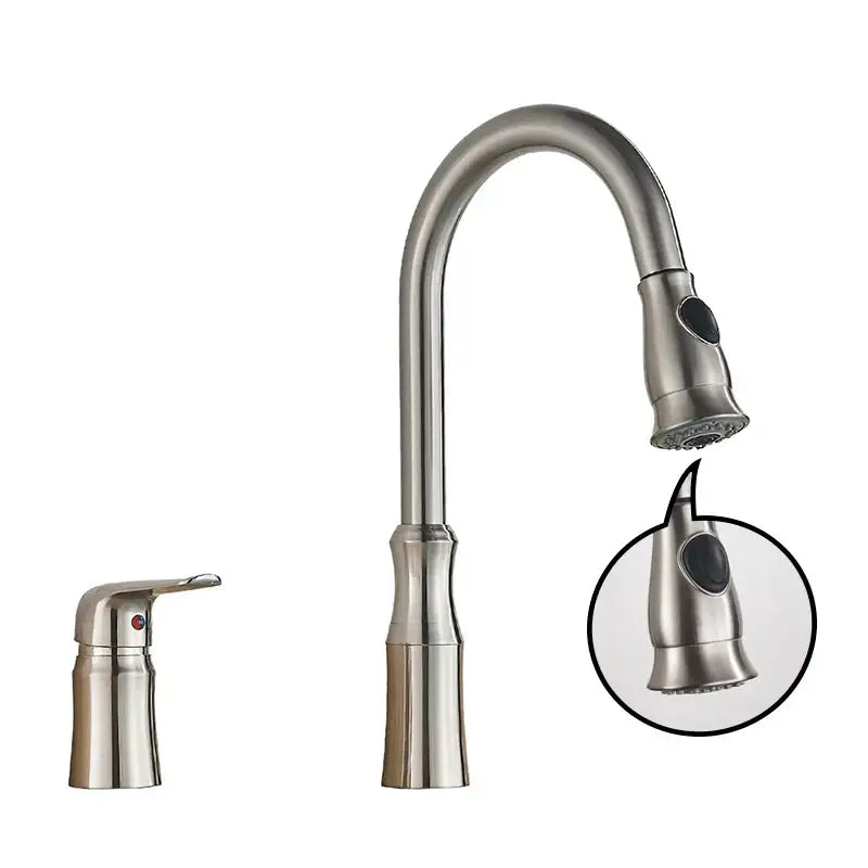Matte brass black kitchen faucet with pull out spray head