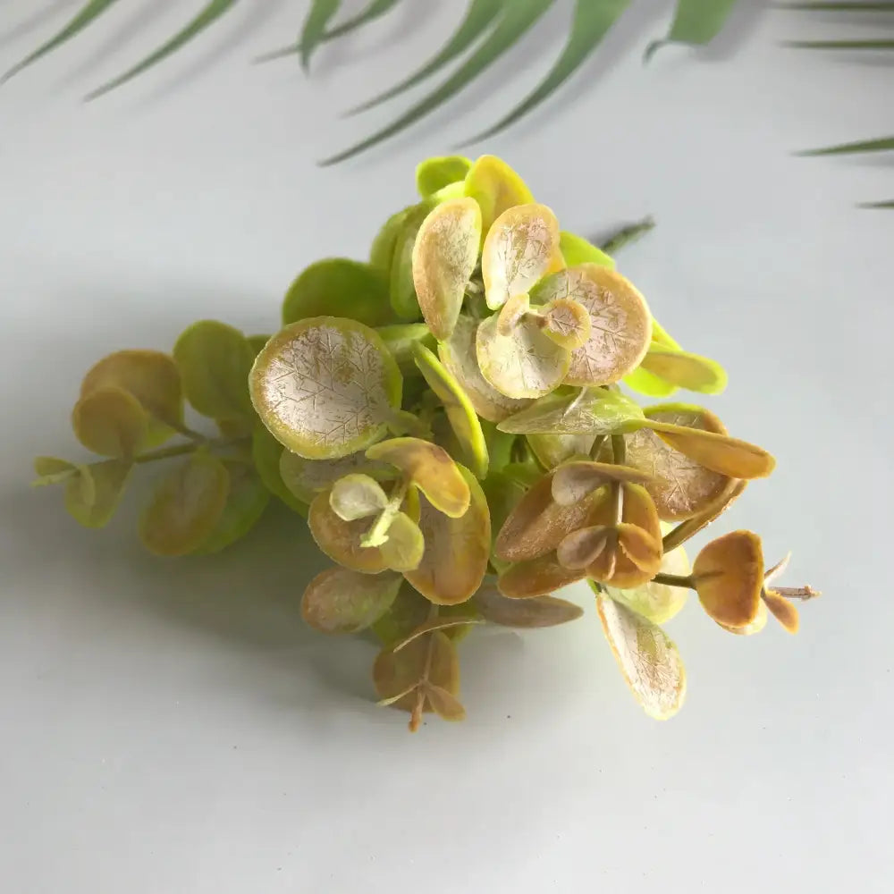 Matte gold silver & green artificial ferns shrubs living room decor