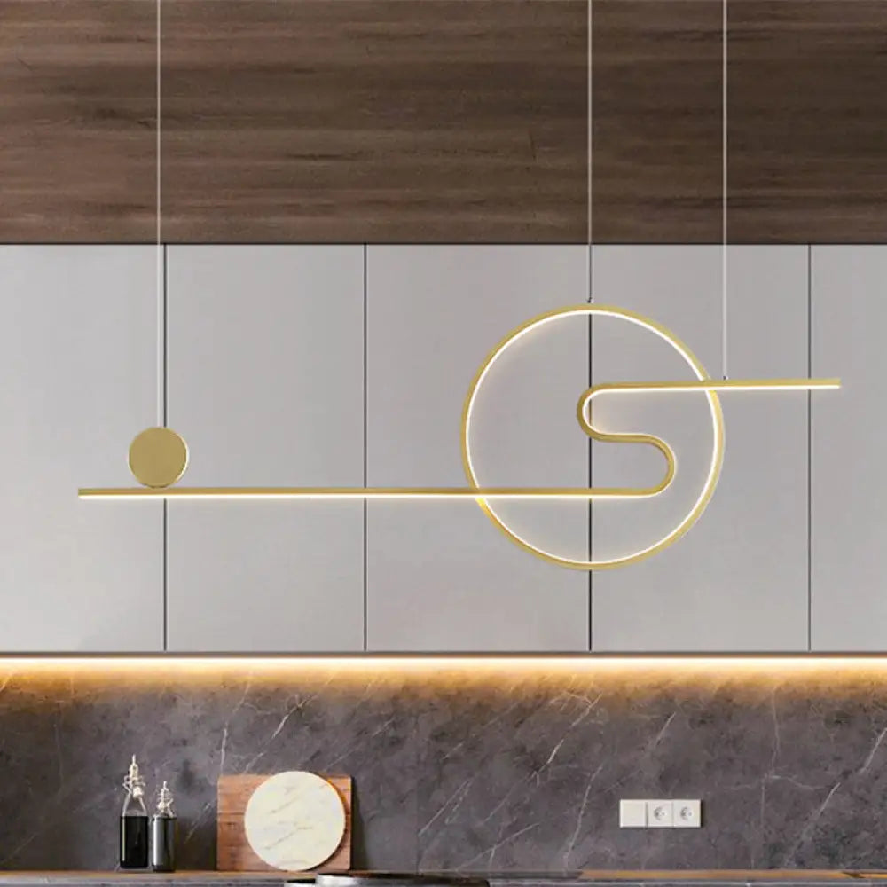 DecorBites™ Minimal Acrylic Linear LED Island Light with Sun and Cloud Design - Warm/White Light - Black/White/Gold