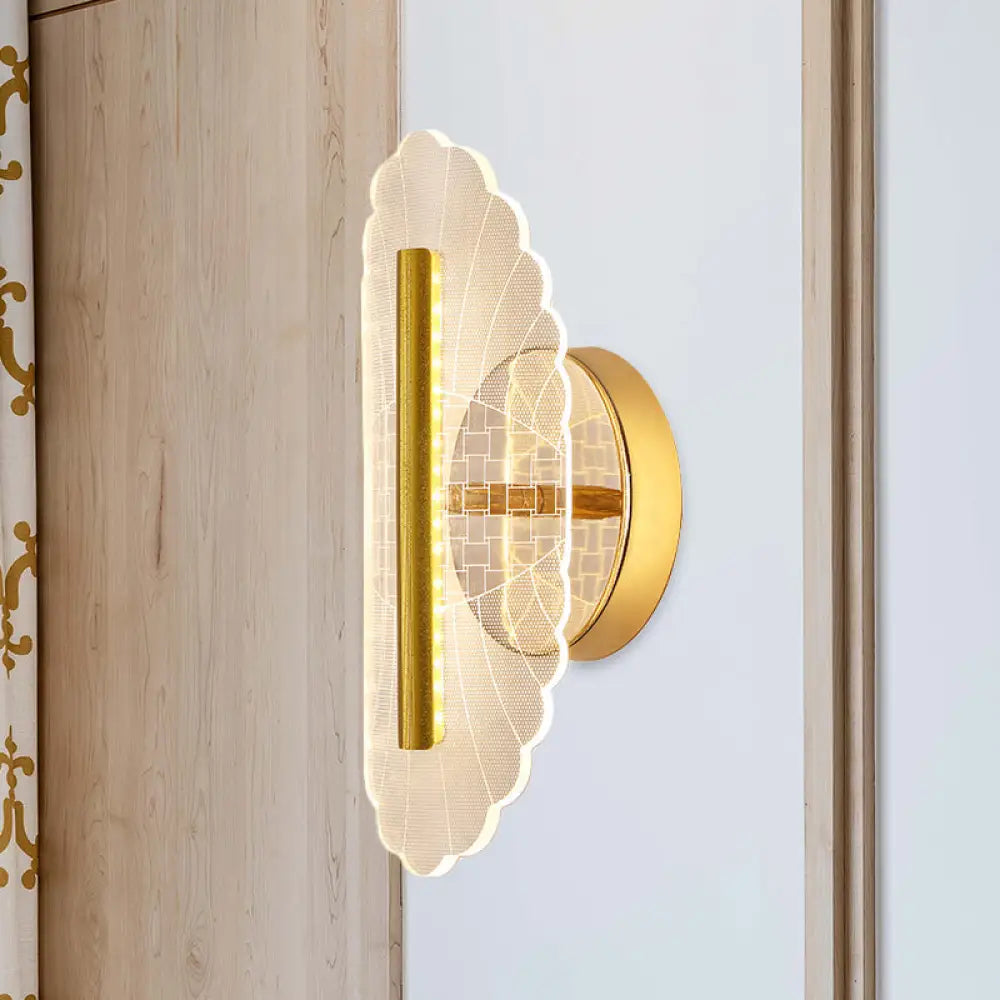 DecorBites™ Minimal LED Gold Sconce - Metallic Geometric Wall Light for Living Room in White/Warm