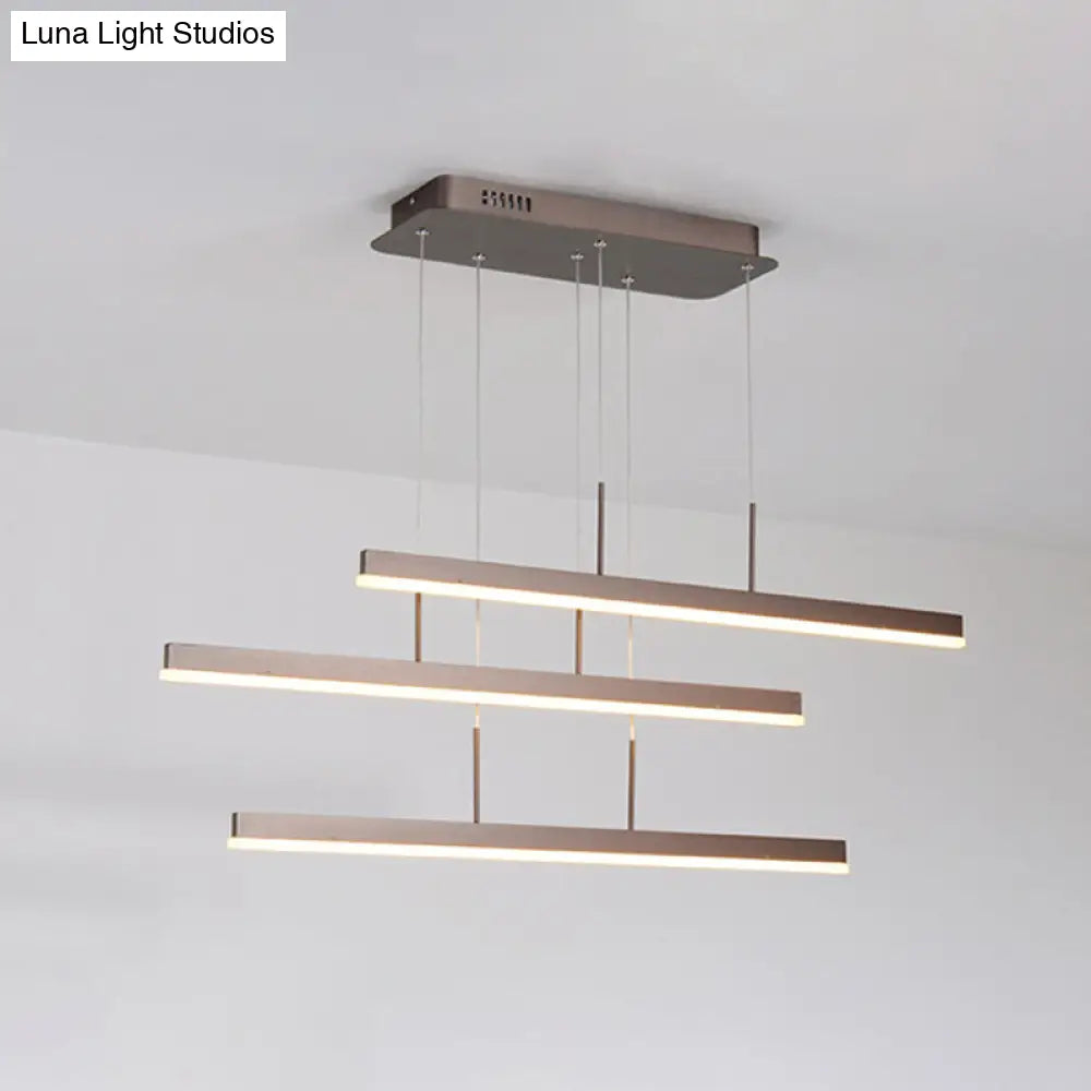 DecorBites™ Minimalist Acrylic 3-Tiered Pendant Light for Dining Room or Kitchen Island - Coffee with LED Illumination