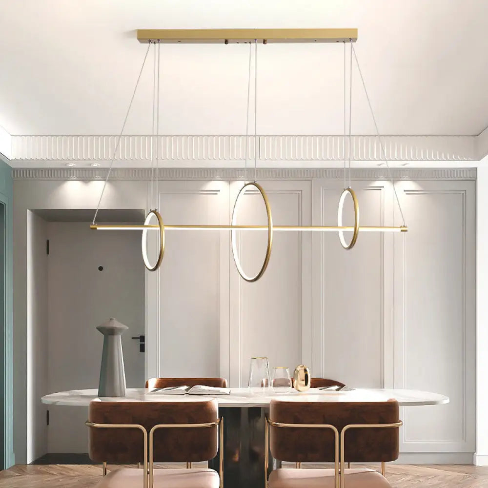 DecorBites™ Minimalist Acrylic LED Pendant Lamp in Black/Gold, Warm/White Light - 35.5"/43" Width