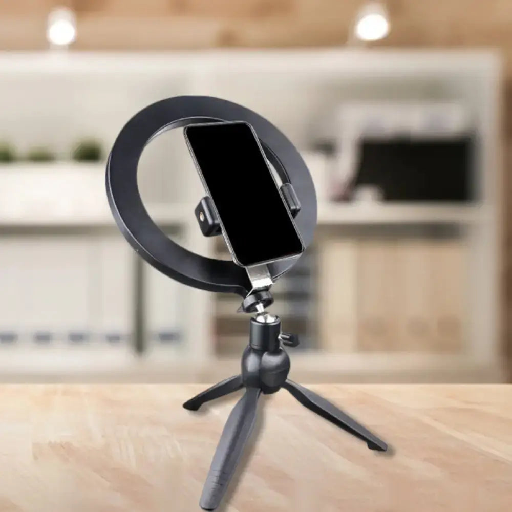 Minimalist black 14 inches fixture ring light with flash lighting bedroom phone holder