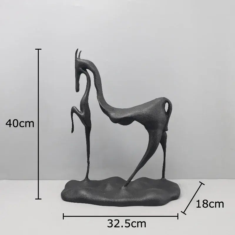 Minimalist black cast iron horse sculpture living room desk decor