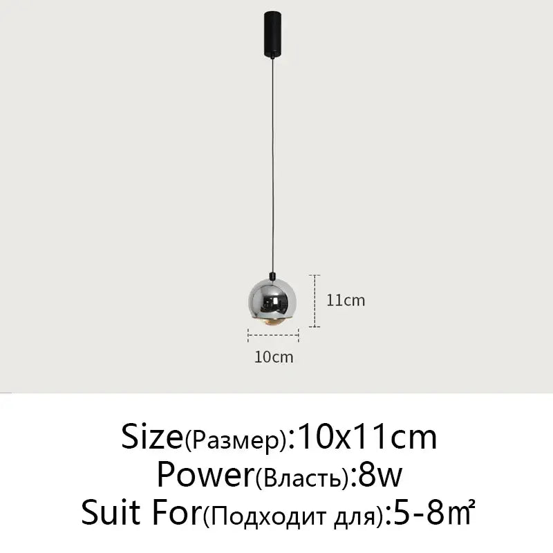 Minimalist black glossy pendant light bedroom and kitchen island