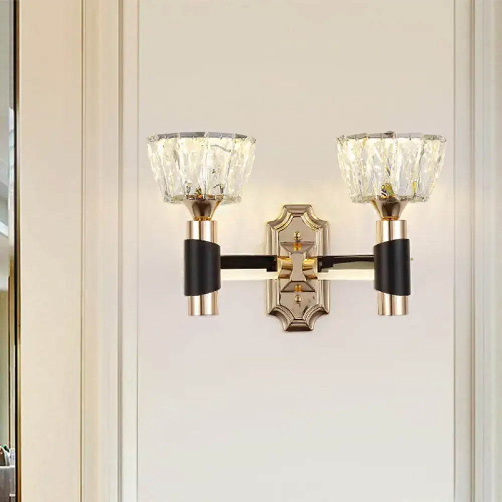 Minimalist black & gold crystal wall sconce bedroom e26 e27 light