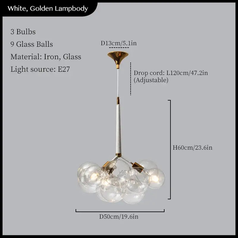 Minimalist black & gold glass balls ceiling pendant lights living room