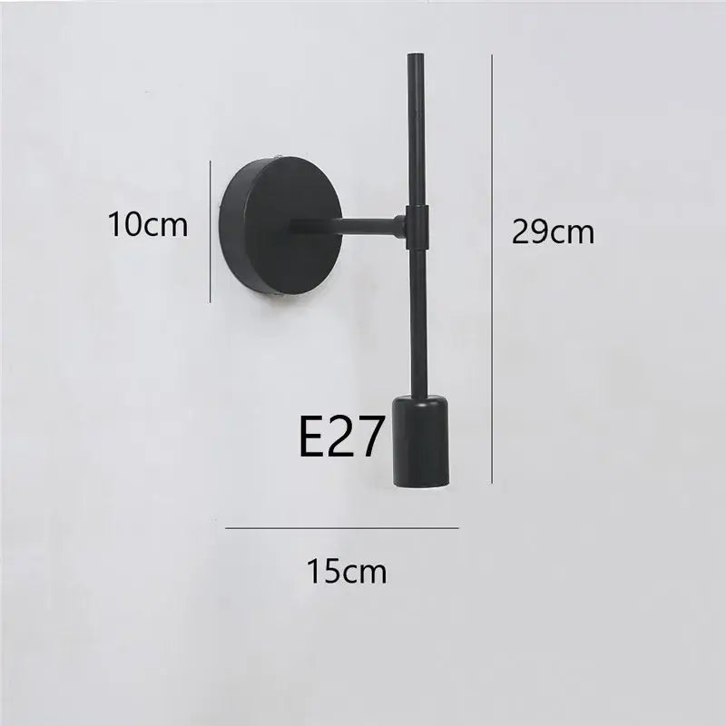 Minimalist black iron glass led wall light for bedroom living room