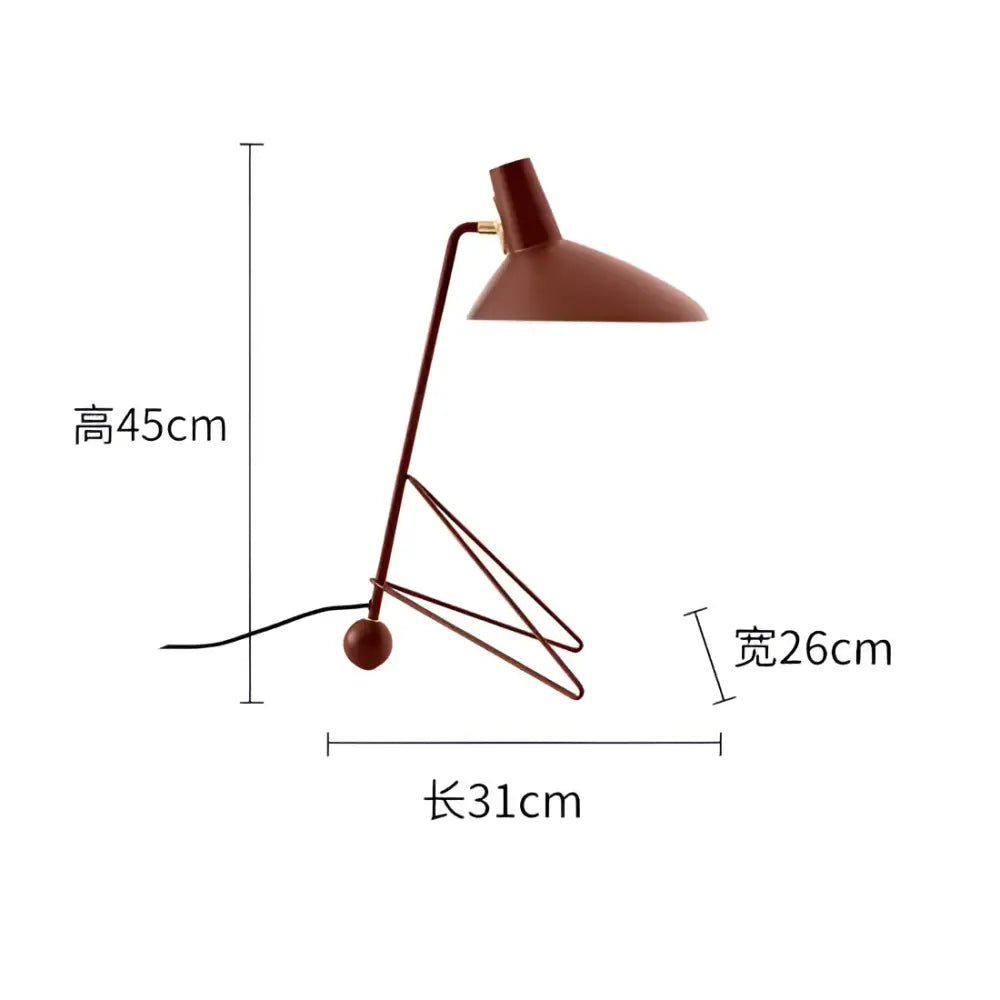 Minimalist black metal tripod desk lamp for bedroom or office