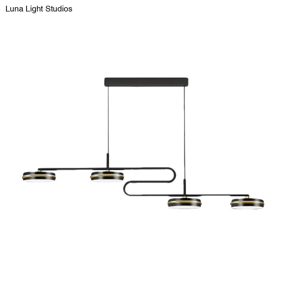 DecorBites™ Minimalist Black Round Pendant Light - 4-Bulb Metallic Chandelier Fixture, Warm/White Lighting