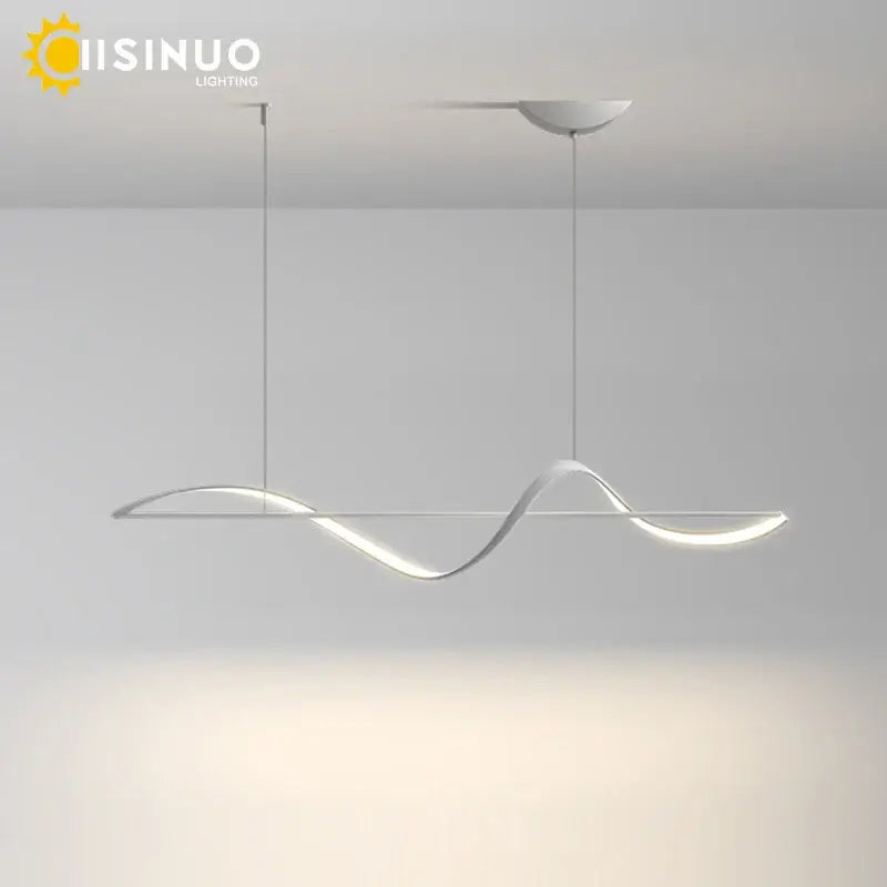 Minimalist black & white dimmable led linear chandelier dining room