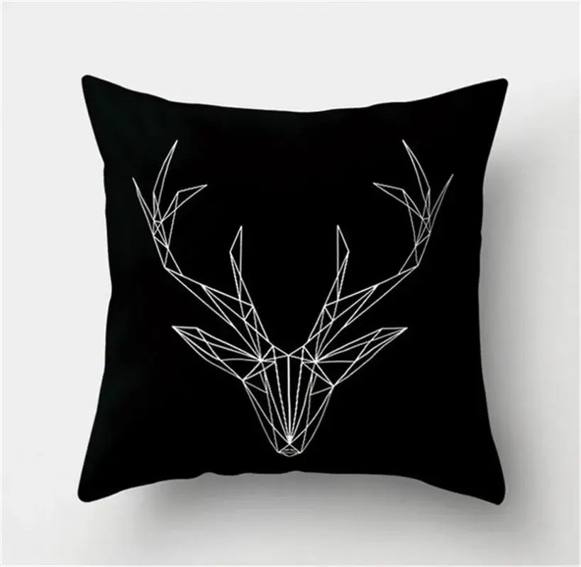 Minimalist black & white flocking pillowcase living room cushion cover