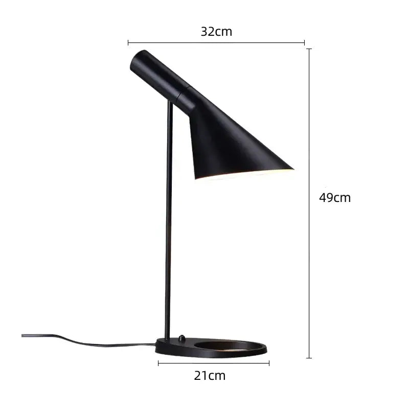 Minimalist black & white industrial iron table lamp for bedroom