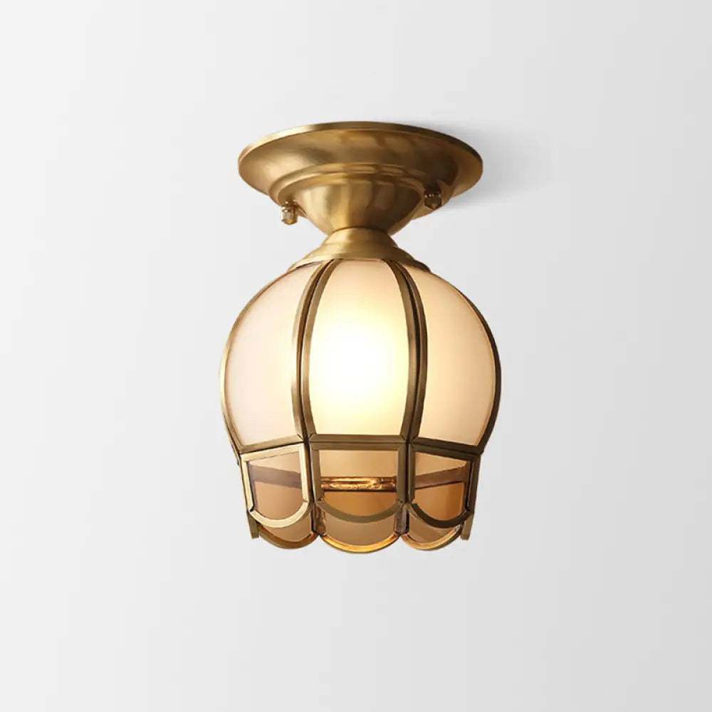 DecorBites™ Minimalist Brass Semi Flush Mount with Scalloped Metal - Single-Bulb Flush Mount Lighting