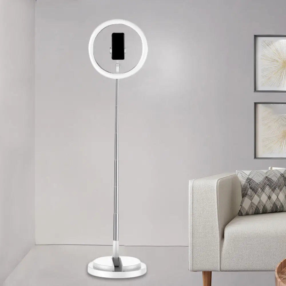 DecorBites™ Minimalist Circular Metal USB Vanity Lamp with LED Fill Light for Mobile Phone Holder - Black/White/Pink