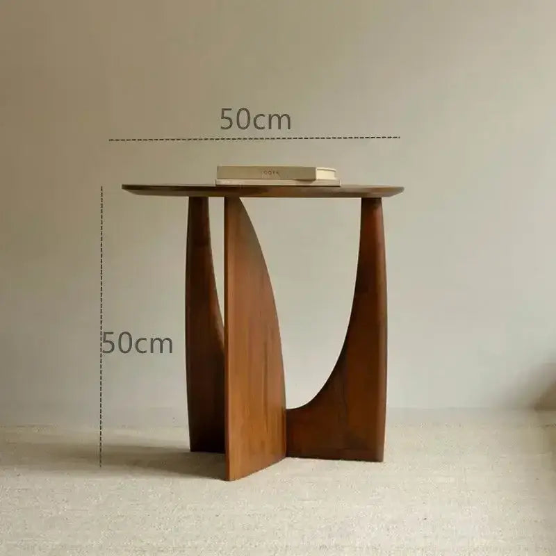 Minimalist circular walnut wood coffee table for living room