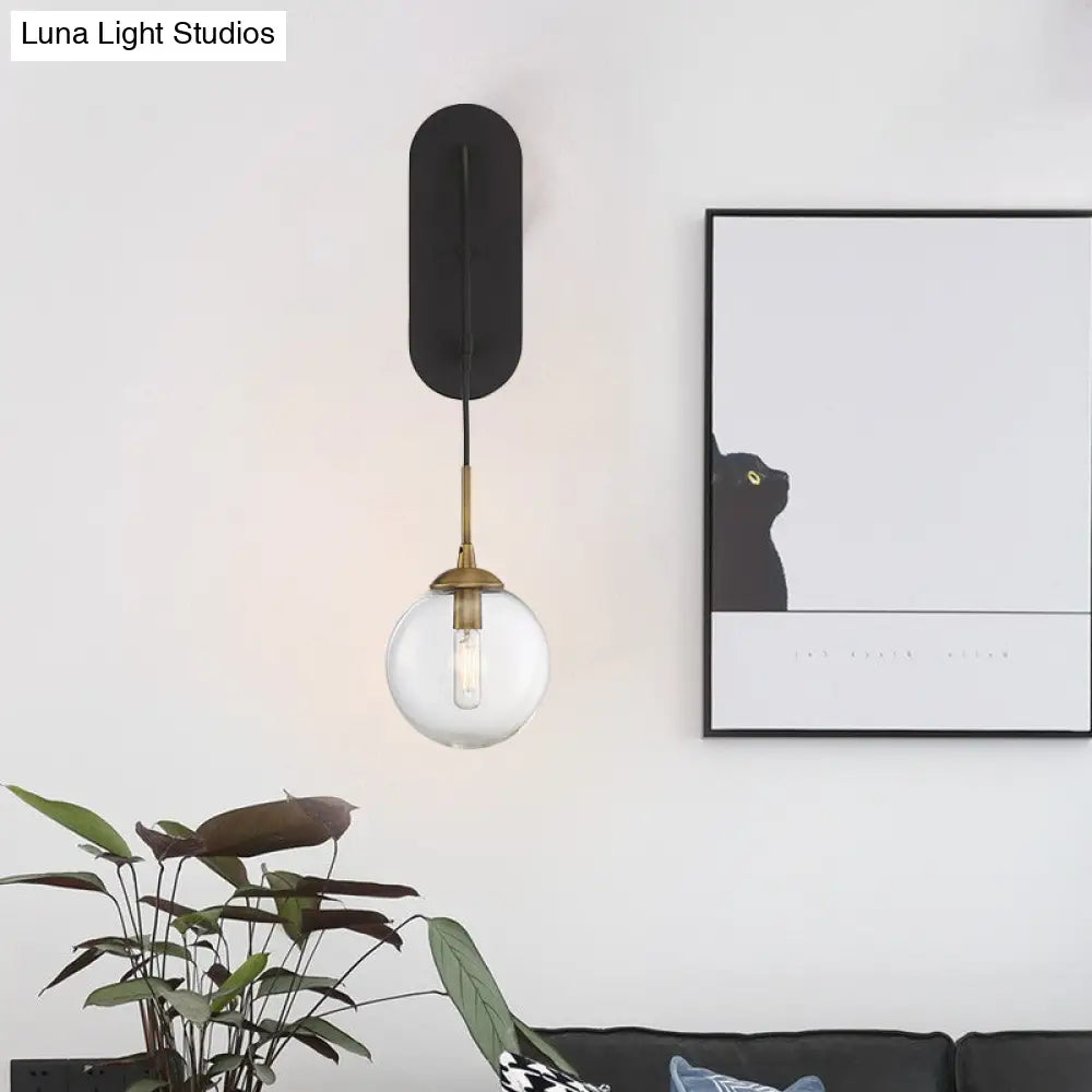 DecorBites™ Minimalist Clear Glass Wall Sconce with 1 Light - Black Wall Mounted Fixture