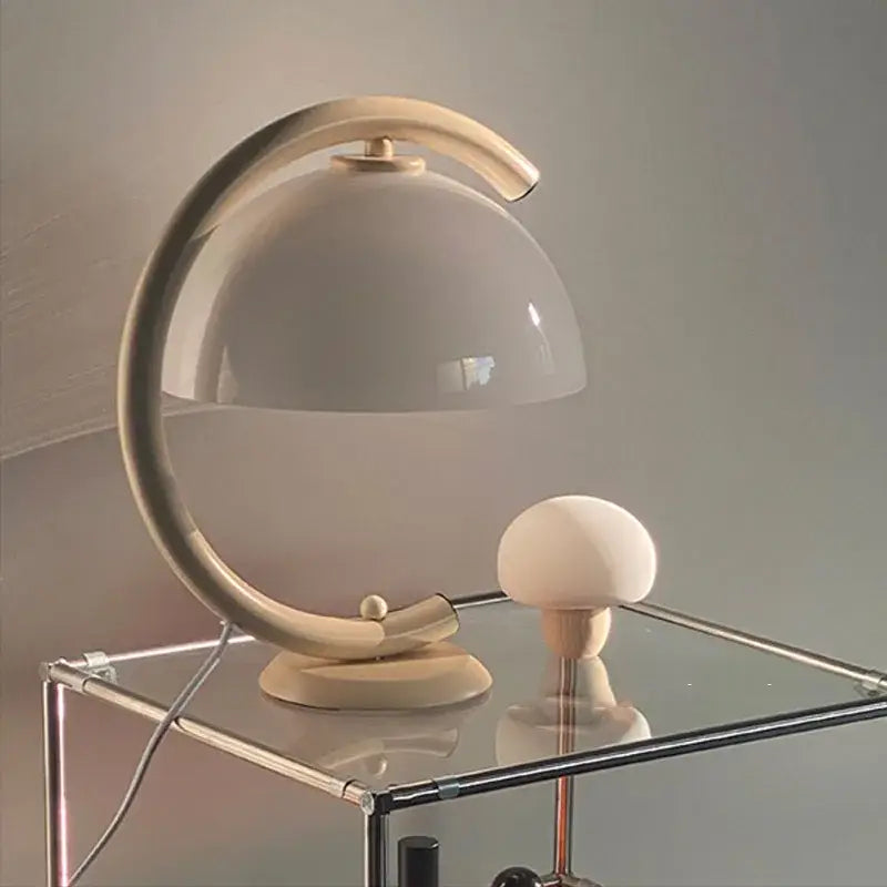 Minimalist cream bauhous mushroom table lamp for bedroom
