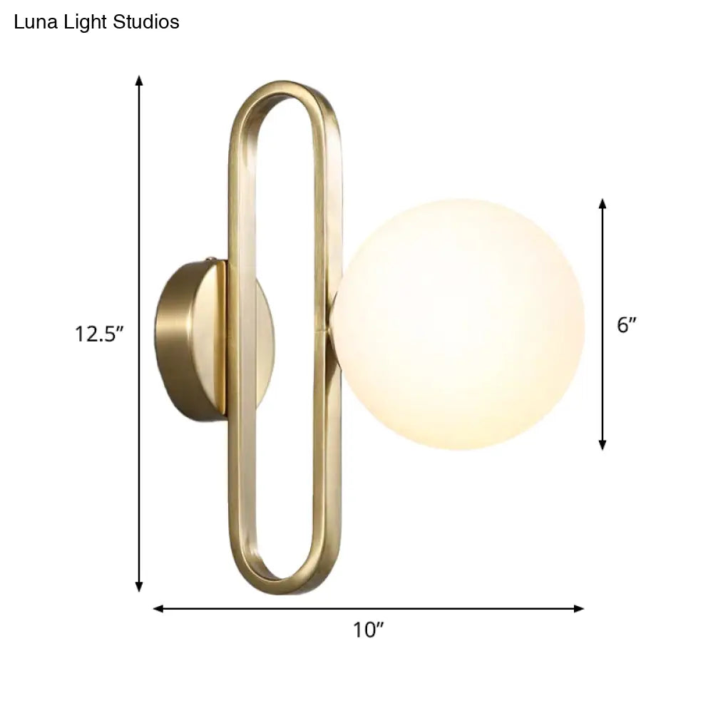 DecorBites™ Minimalist Cream Matte Glass Wall Light with Gold Oval Arm and 1 Bulb Sconce