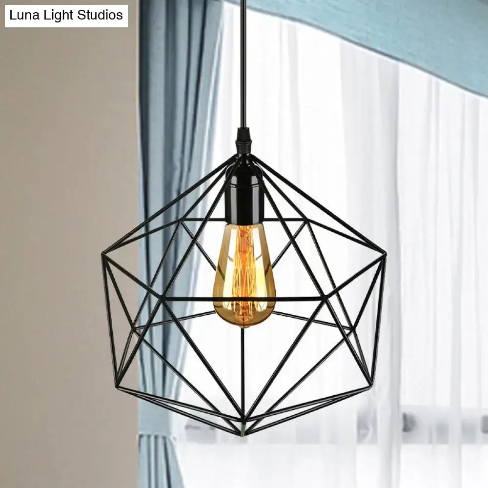 Minimalist geometric metal pendant light black & white living room