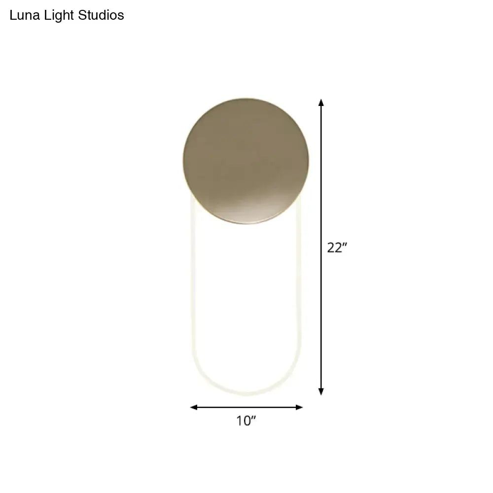 Minimalist gold metal oval wall lamp bedroom led light fixture