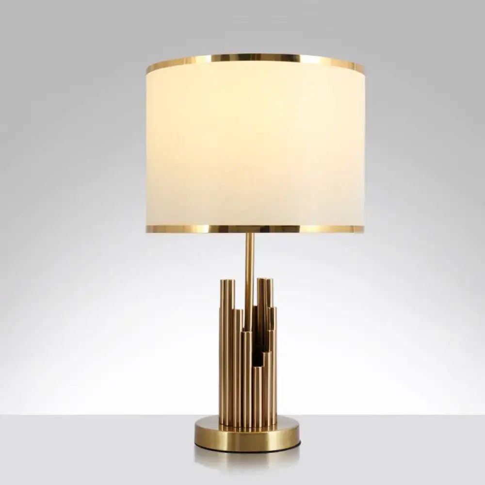 Minimalist gold table lamp with led incandescent shade for study room