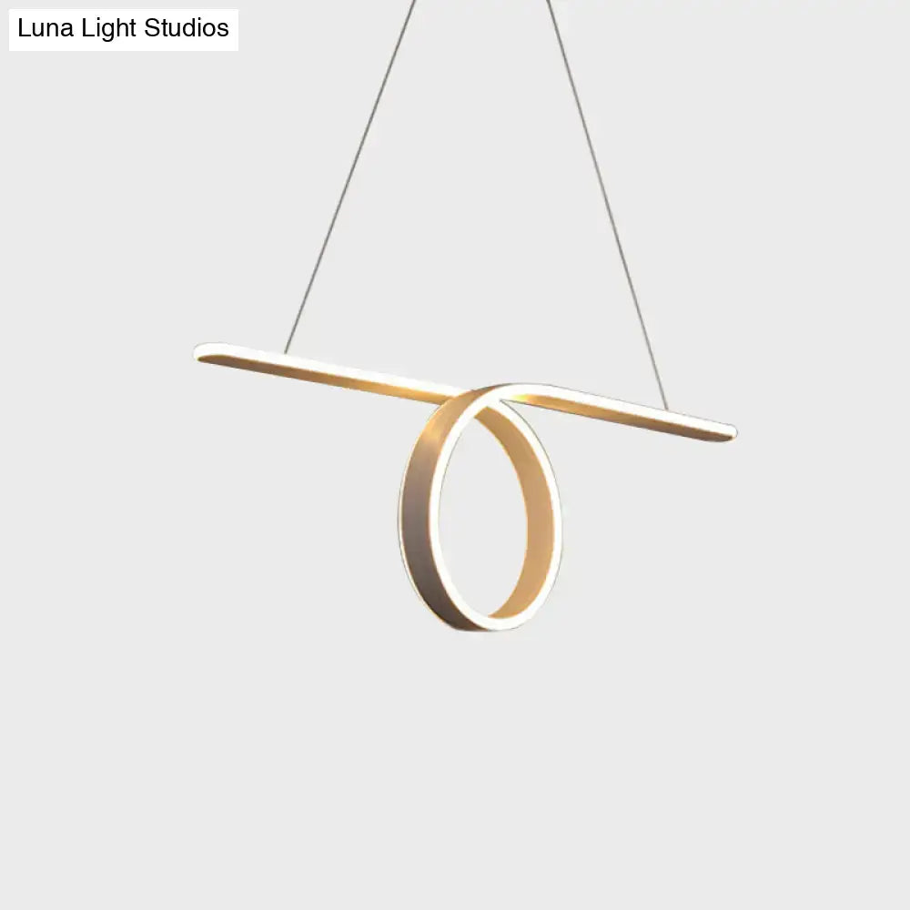 Minimalist grey led pendant light with warm white ring dining room
